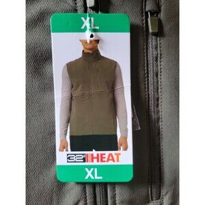 32 Degrees Heat Men's  Tech Vest With 3 Zipper Pockets, Green Size XL